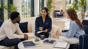 a therapist treating her patients who have anxiety with addictions