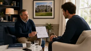 A therapist with his patient conducting a cognitive behavioural therapy session