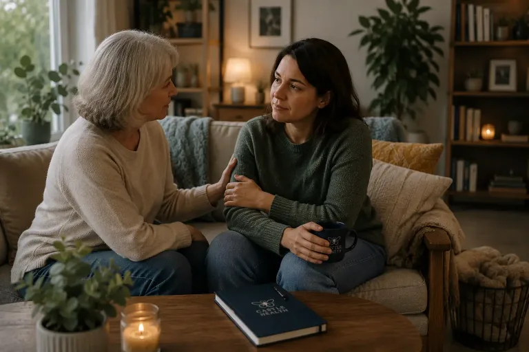 Family member offering support to a loved one