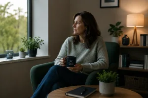 Woman sitting in the room, reflecting on treatment options for borderline personality disorder.