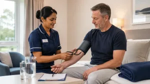 a nurse assisting a patient with ketamine detox