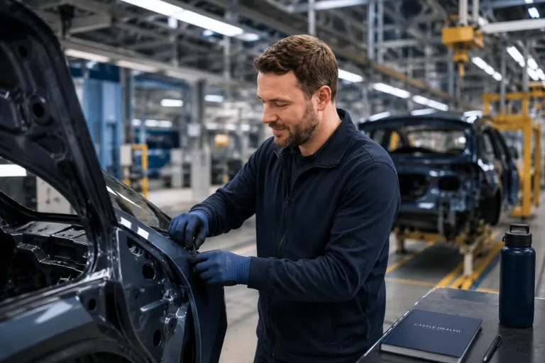 a man returning to his car manufacturing job after receiving occupational therapy